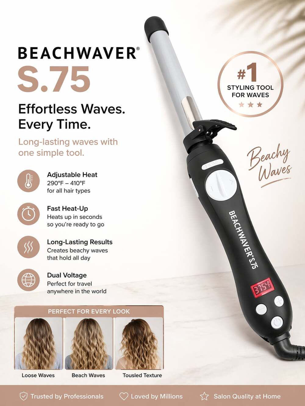 Beachwaver S.75 Rotating Curling Iron, 0.75 Inch Barrel